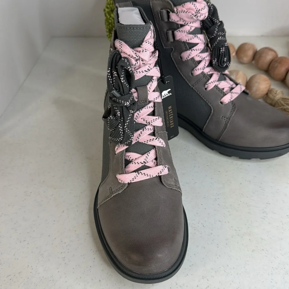 Sorel Women’s Evie II NW Lace Bootie – Quarry, Grill Size 7.5